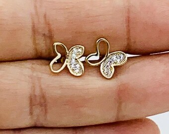 Real 14k Gold Earrings Butterflies - Aretes en oro