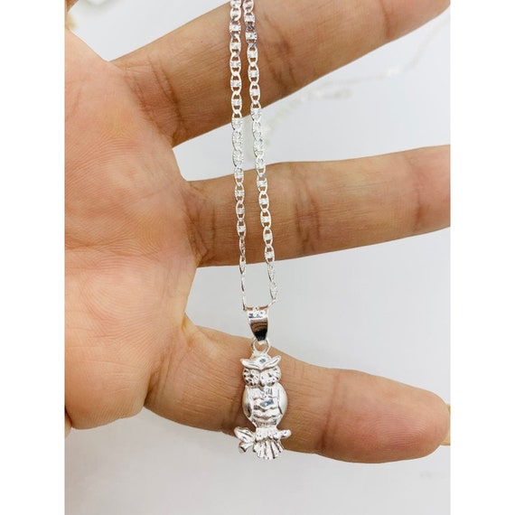 I04 Anhänger mit Kette stilisierte Eule Sterling Silber 925 I04 Anhänger mit Kette stilisierte Eule Sterling Silber 925
