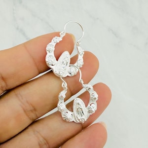 925 Sterling Silver earrings basket Virgin Mary - Aretes de canasta en plata auténtica