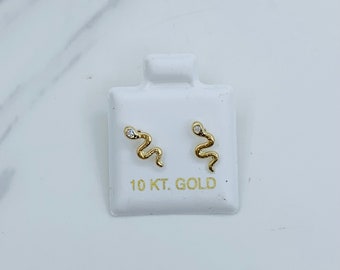 10k gold earrings snake  screwback - Aretes de vibora en oro