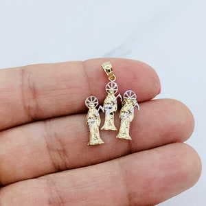 14k Solid gold Santa Muerte earrings and/pendant - Aretes de la Santa Muerte oro 14k