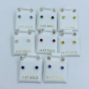 14k Solid Gold Earrings Telephone ear jacket  3mm ~ Aretes en Oro 14k estilo teléfono