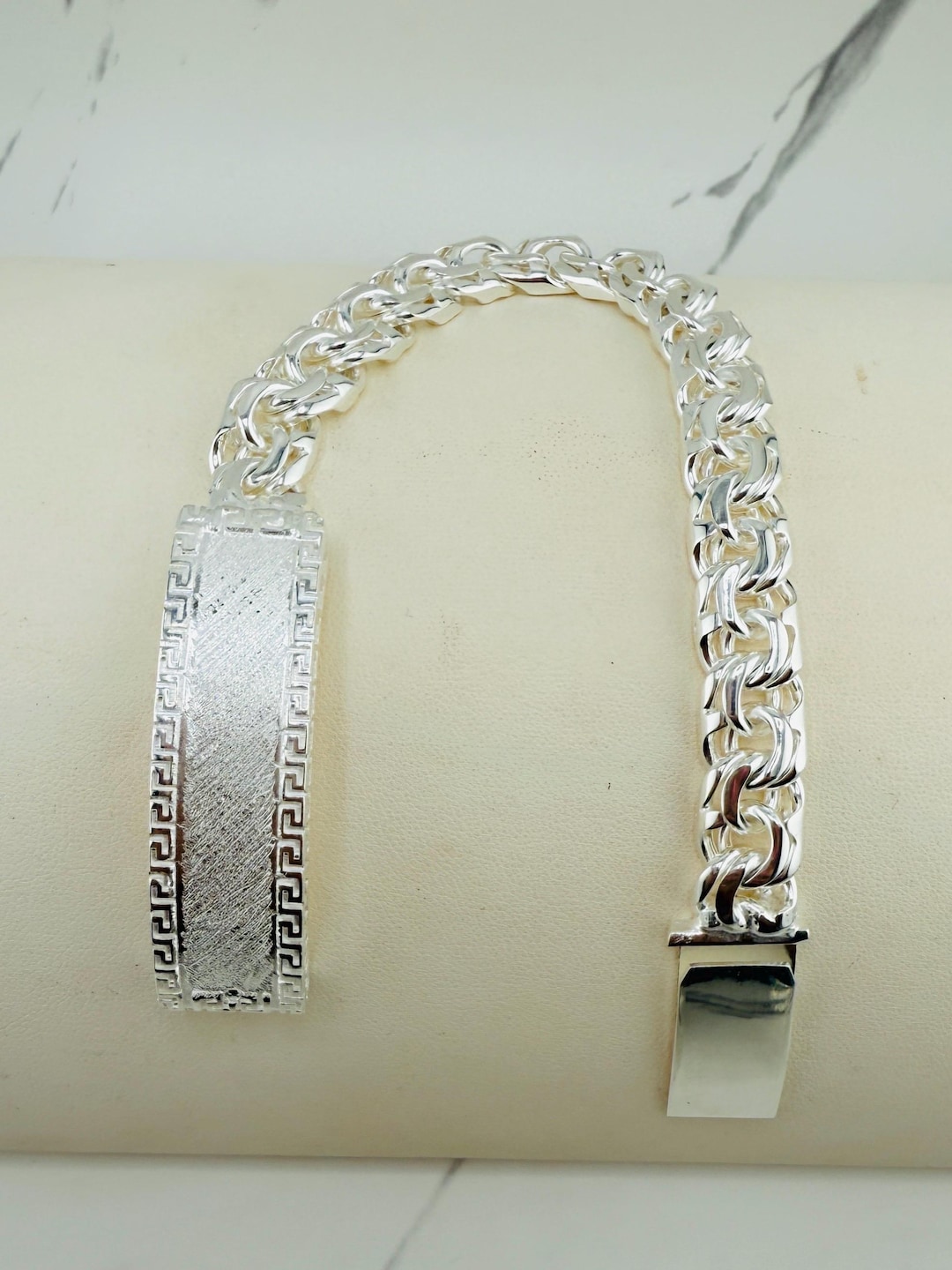925 Sterling Silver Chino Link Bracelet - Saint Jude ID Plate