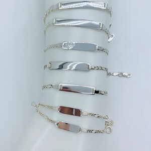 925 Sterling Silver Bracelet 5.5” -6' ID plate baby boy or girl  - Pulsera en plata Dr niña o Niño con placa