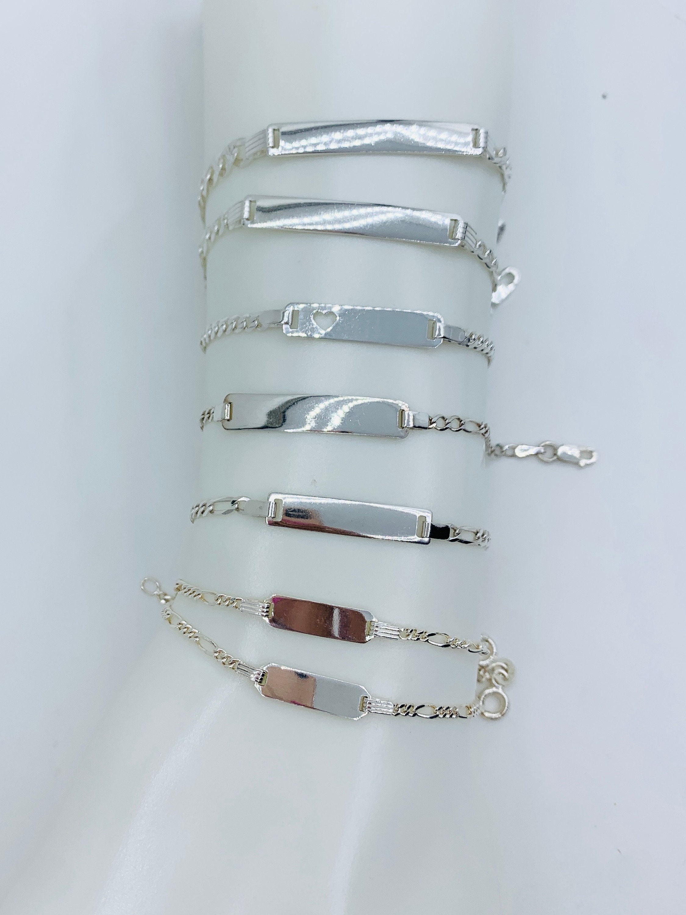 925 Sterling Silver Bracelet 5.5” -6' ID Plate Baby Boy or