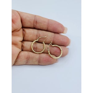 10k Gold Hoop Earrings diamond cut Womens / Girl Arracadas en oro 10K image 5