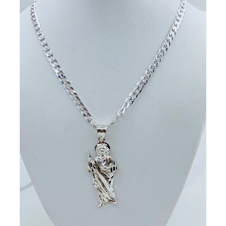 925 Sterling Silber Runde St Thomas Anhänger Halskette Medaille 18,25-Anhänger F