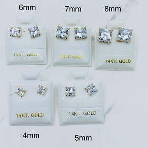14k Solid Gold earrings 4mm - 8mm Men or Women - Aretes de oro 14 kilates hombre o mujer