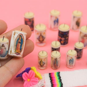 Miniature Candle INDIVIDUAL Vela Ofrenda Set Dia de muertos Day of the dead food dollhouse Mexico Pan de muerto