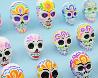 Miniature Sugar skull painted Calavera INDIVIDUAL Skull Mexican Day of the dead dia del muerto ofrenda limited ceramic Mini