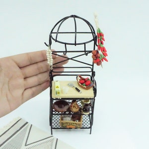 Miniature Metal Rack Dollhouse kitchen table shelves organizer furniture counter storage