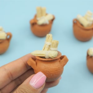 Miniature Pot Olla bowl Clay INDIVIDUAL Day of the dead ofrenda dia de los muertos Mexican Mexico Mini dollhouse Food Tamale Tamal