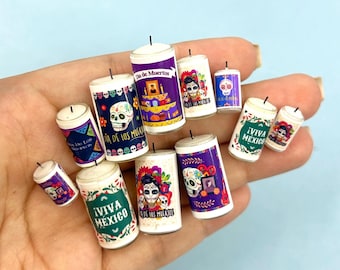 Miniature ofrenda Candle INDIVIDUAL Vela Ofrenda Set Dia de muertos Day of the dead dollhouse Mexico nicho calavera skull