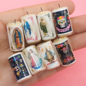 Miniature Candle INDIVIDUAL Vela Ofrenda Set Dia de muertos Day of the dead food dollhouse Mexico Pan de muerto image 9