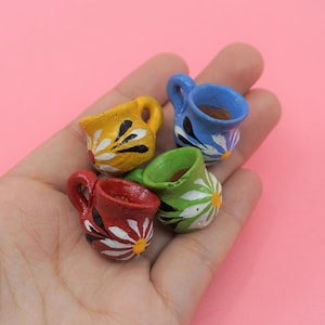 Miniature INDIVIDUAL Cup handpainted Mexican cup ceramic clay Ofrenda vaso food mini food mexico