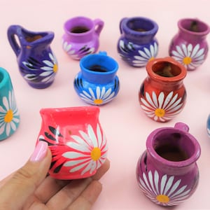 Mexicaanse beker Jarrito geschilderde miniatuur keramische jarro pot klei Ofrenda vaso food mini food mexico poppenhuis decor
