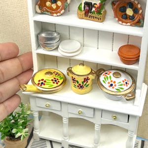 Miniaturowy garnek, patelnia, rondel, Meksyk, Dia de muerto, dzień zmarłych, casuela ofrenda, domek dla lalek Olla, kuchnia dla lalek, ręcznie robiony