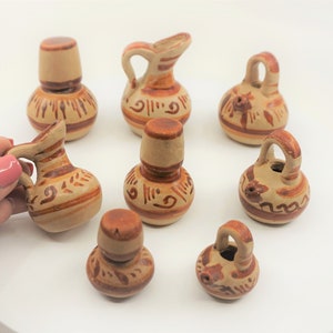 Miniature Mexican Jarrito pitcher cup food set dollhouse mini kitchen Clay