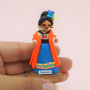 Mini Doll Tabasco Collectible Quintana Roo Mexico Mexican Dollhouse Miniature Day of the dead Dia del muerto figurine