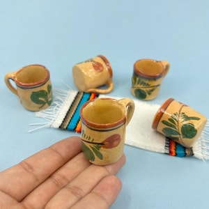 Miniature cup mexican mini  jarrito cup jar mexico kitchen pottery ofrenda day of the dead dia de muertos dollhouse dolls