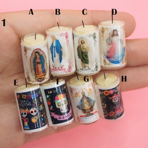 Miniature Candle INDIVIDUAL Vela Ofrenda Set Dia de muertos Day of the dead food dollhouse Mexico Pan de muerto image 8