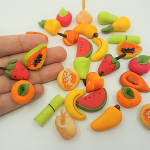 Miniature Fruit fruta Watermelon Melon Pineapple apple pear banana strawberry papaya orange dollhouse food Mexican artisan mini