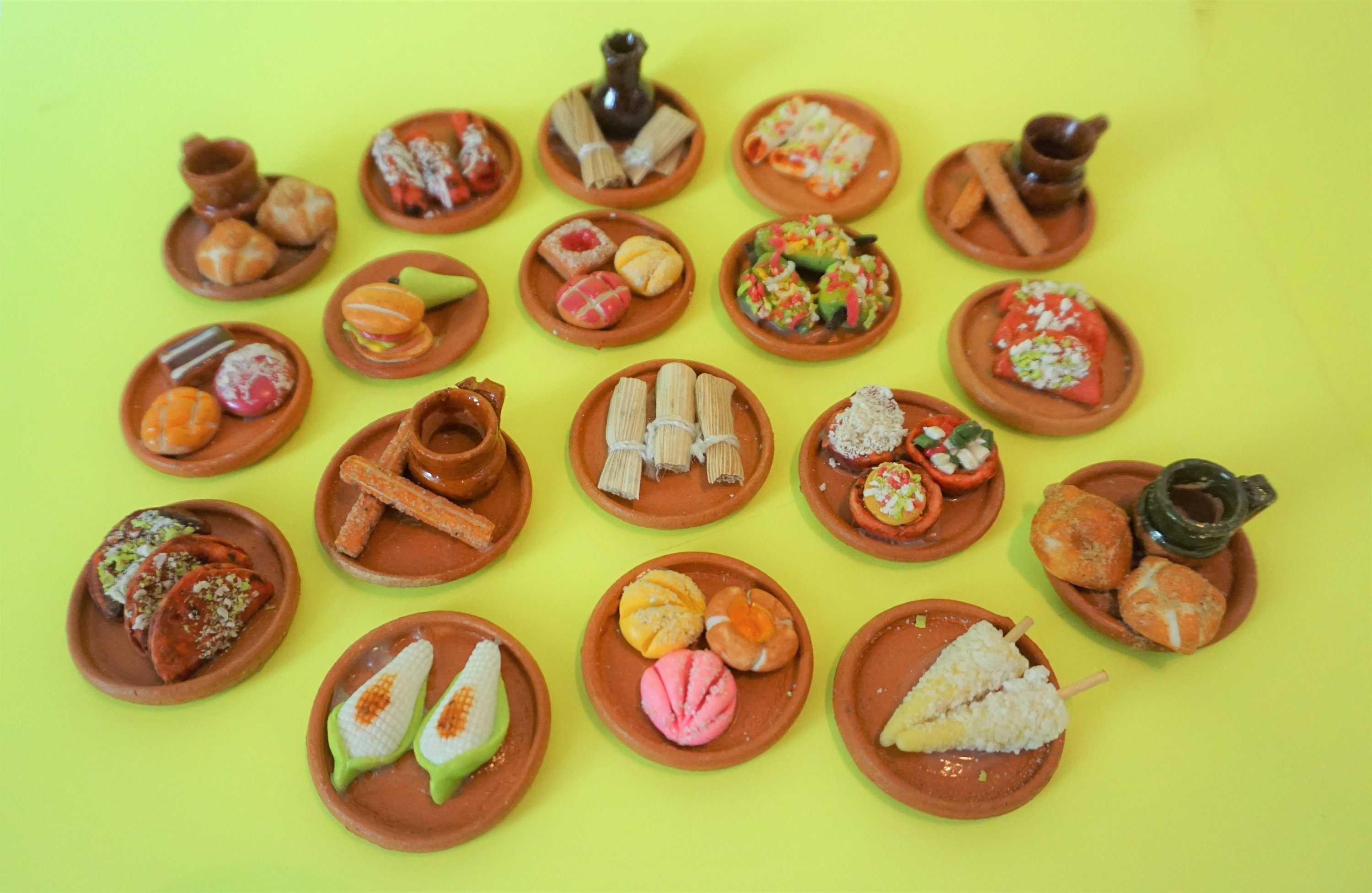 Miniature NEW PLATES Day of the Dead Ofrenda Food Comida Dia - Etsy