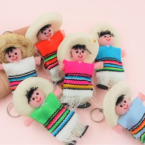 Mini Mexican man boy Doll keychain Mexico Mexican Dollhouse Miniature Day of the dead Dia del muerto mariachi figurine Miniature