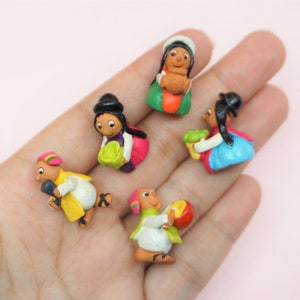 Miniature doll muneca toy Mexican decor mini Mexican Artisan Handmade ceramic Artisan Miniatura