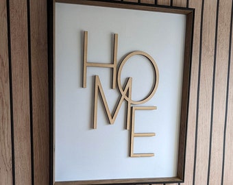 Laser Cut Wood HOME Sign: Framed Welcome Picture
