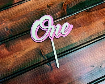 Laser Cut Wooden "One" Cake Topper: First Birthday Decoration