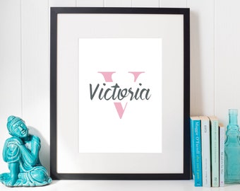 Custom Name and Initial Poster Digital Artwork Download