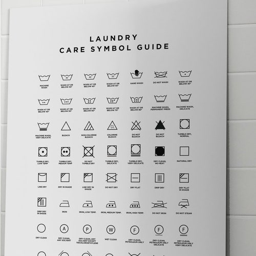 Laundry Symbol Guide Laundry Room Guide Washing Machine Signs Etsy