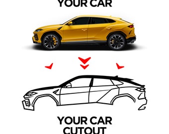 Custom Wood Car Silhouette Wall Art | Hand Drawn Vector