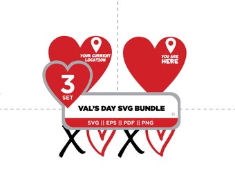 Valentine's Day SVG Set OF 3 || Digital Download || Vector Art