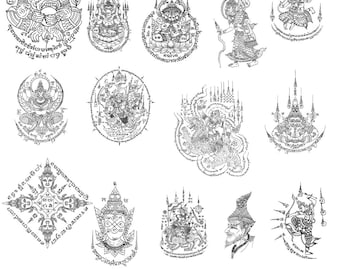 Thai Sak Yant Tattoo Designs – Sacred Hindu Characters (Digital Files)