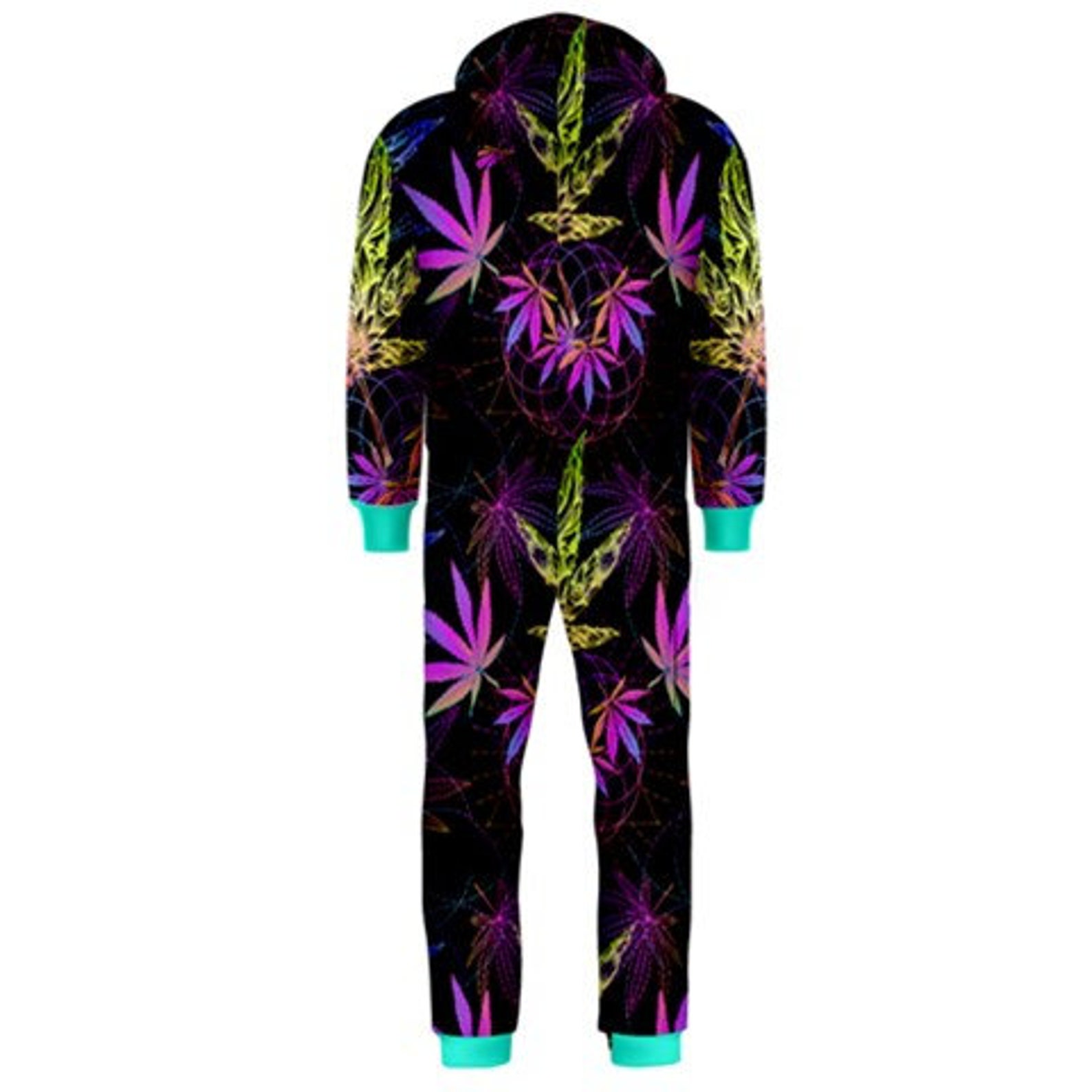 Men's Neon Cannabis Hooded Jumpsuit/Onesie | Etsy