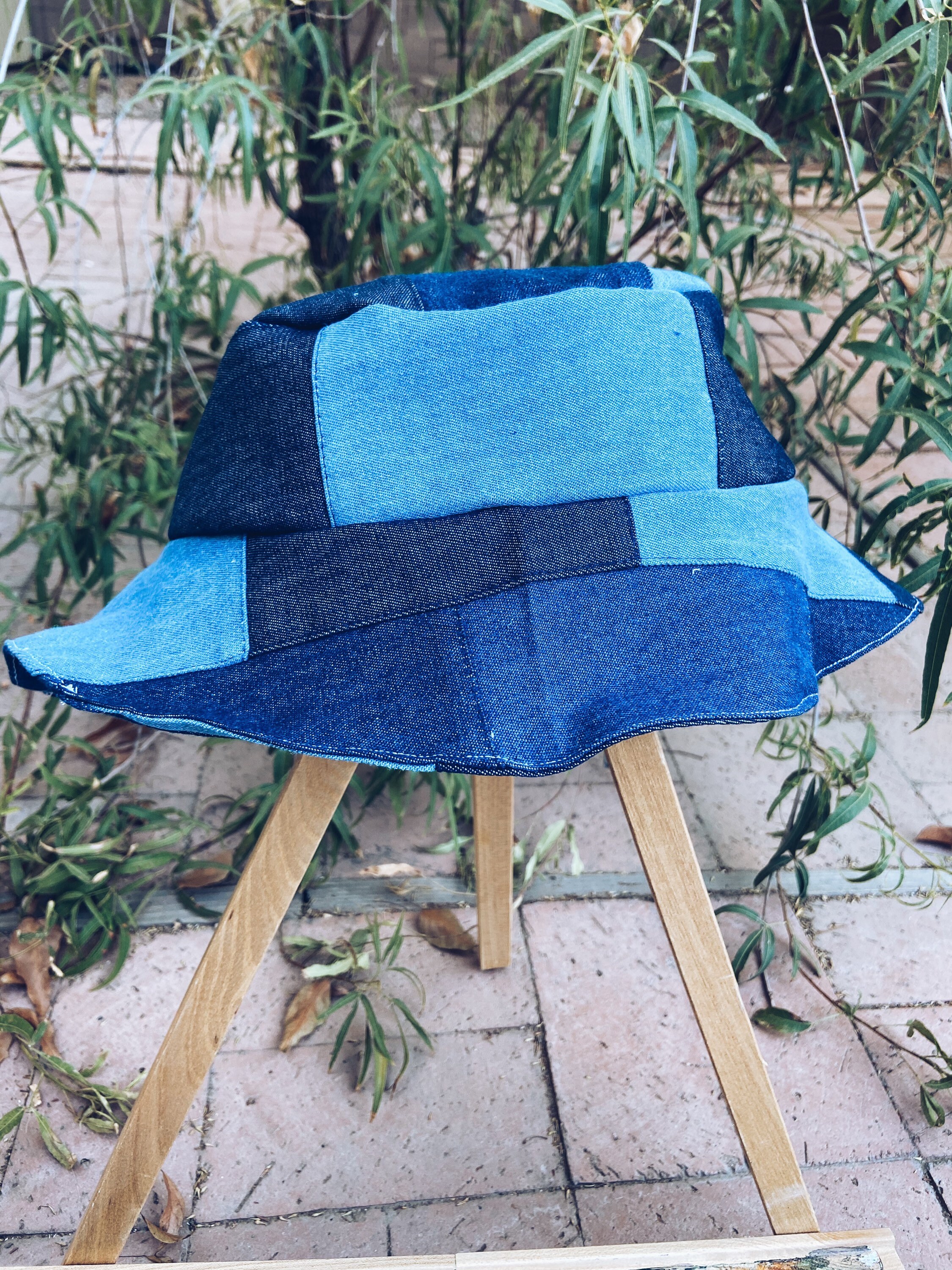 The “PATCH” Bucket Hat | Blue Patched Denim Bucket Hat - Etsy