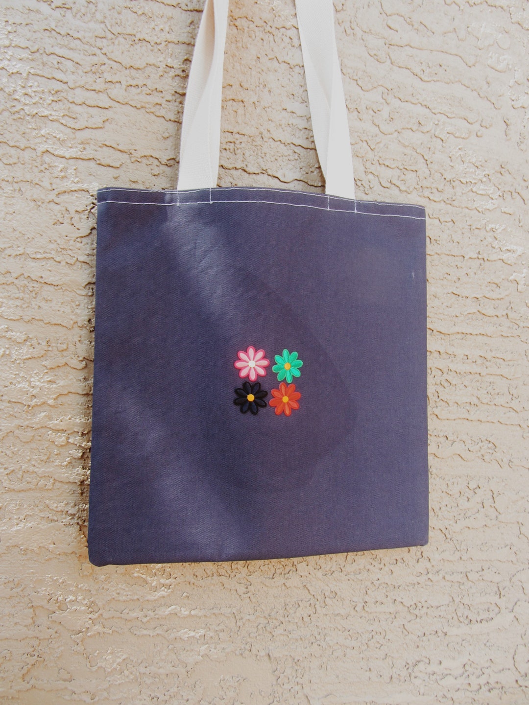 The "flower CHILD” Tote Bag | Canvas Tote With Embroidered Flower - Etsy