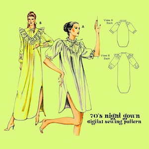 Vintage NightGown  Digital Sewing Pattern // Lingerie sewing Vintage Lingerie 70s Lingerie // Kwik Sew 1203