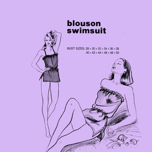 PDF // Swim Blouson Sewing Pattern // Stretch and Sew 1336 // 80s sewing Pattern // Swim Dress / 190.5 x 254 mm Document Print Area