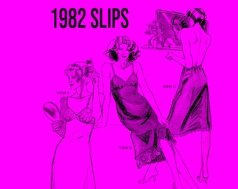 PDF // 1982 Ladies Slip // Sizes Bust : 28 - 44 // Stretch and Sew 2055 // Vintage Slip //  Digitized Sewing Pattern