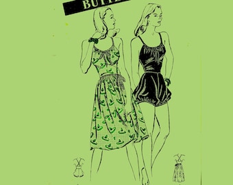 PDF 1950's playsuit // Top Bloomers Skirt Shorts playsuit // Bust 32  size 14 // Butterick 3804
