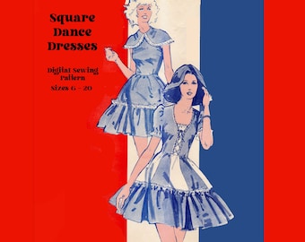 Vintage Authentic 320 SQUARE DANCE Dress Sewing Pattern UNCUT Size 12, 14,  16 