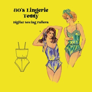 Padrão de Costura Digital Teddy Vintage // Costura de Lingerie Lingerie Vintage Anos 80 // Kwik Sew 1586