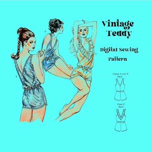 Vintage Teddy Digital Sewing Pattern // Lingerie sewing Vintage Lingerie 80s Lingerie // Kwik Sew 1327