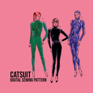 Catsuit Digital Sewing Pattern // Designed for 75% Stretch // Hood Long Sleeve Bodysuit // Kwik Sew 2108