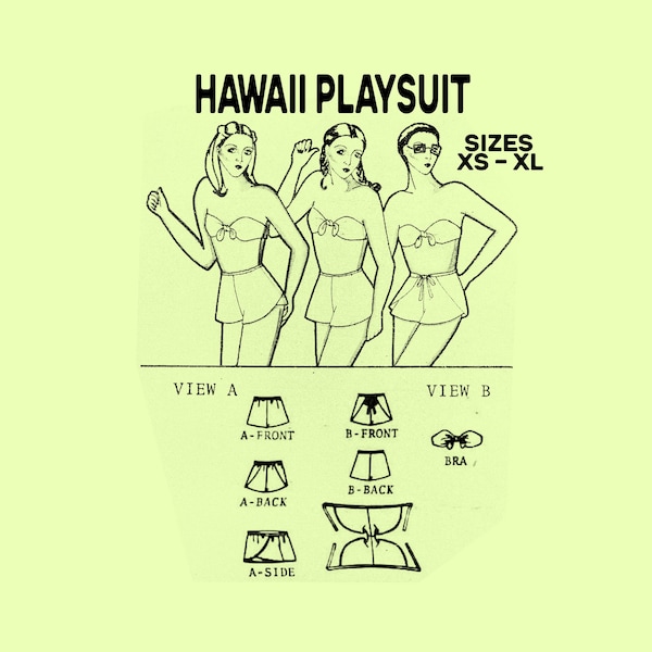 Hawaii Playsuit // Summer Sewing Bra and Shorts // Pauloa Patterns 4400 // Honolulu Hawaii // Digital Sewing Pattern