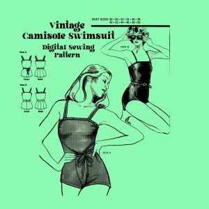 Swimsuit Digital Sewing Pattern // Camisole Swimsuit // Vintage Swimsuit / Summer sewing // One piece swimsuit // Stretch and Sew 1305