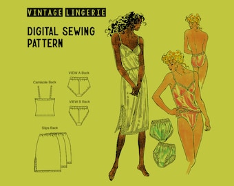 Lingerie Sewing Pattern // Kwik Sew 2467 // Panties , Camisole & Slips // Nylon Tricot // Digital Sewing Pattern